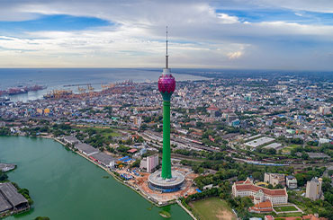 Colombo Lotus Tower and city aerial view
