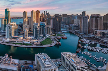 Dubai Business bay city aerial view